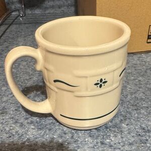 Longaberger Cream Mug with Green Design